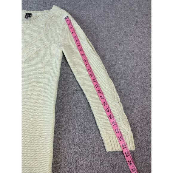 Charlie O K by Kinnucans Crewneck Sweater Knit Wool Blend Off White Medium - Picture 6 of 6